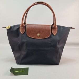 New Longchamp Le Pliage Black Tote Small Top Handle Made In France